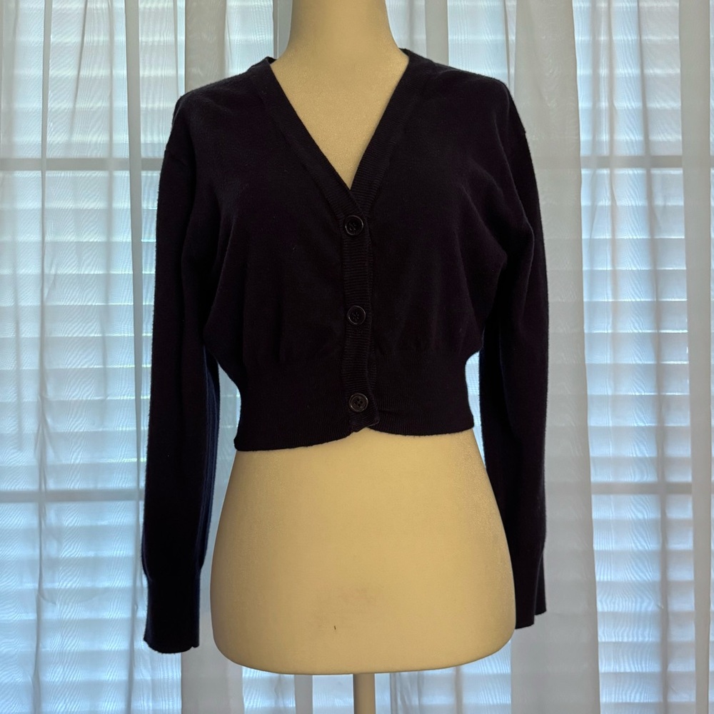 Navy Blue Buttoned Cardigan